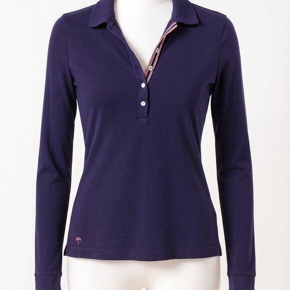 Lilly Pulitzer Tops - Lilly Pulitzer Sweetie Polo Long Sleeved Navy Blue Collar Shirt XS Preppy Golf